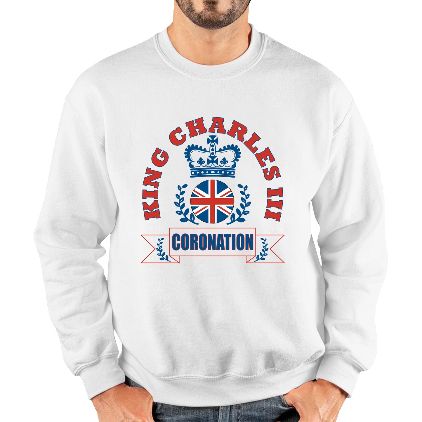 King Charles III 2023 Coronation God Save The King Royal Crown CR III His Majesty Union Jack Uk Flag Unisex Sweatshirt