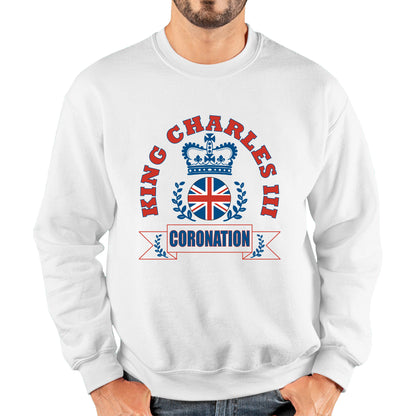 King Charles III 2023 Coronation God Save The King Royal Crown CR III His Majesty Union Jack Uk Flag Unisex Sweatshirt