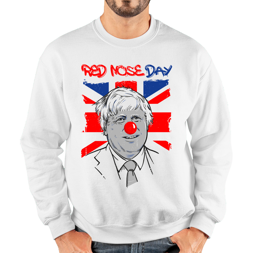 Red Nose Day PM Boris Johnson Adult Sweatshirt. 50% Goes To Charity