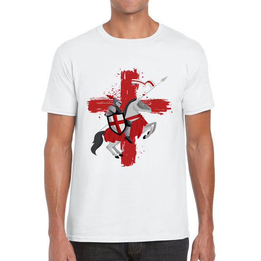 St George Day The Medieval Knight Saint Of England Celebrated On Saint Georges's Day Riding His Rearing Horse Mens Tee Top