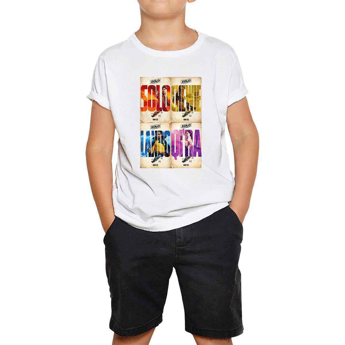 Solo A Star Wars Story Posters Solo Chewie Lando Qira Sci-fi Action Adventure Movie Characters Star Wars Galaxy's Edge Trip Kids T Shirt