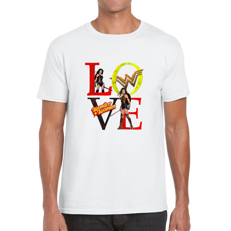 Love Wonder Woman Justice League Logo Wonder Woman Super Woman Comic Book Character DC Superhero Mens Tee Top