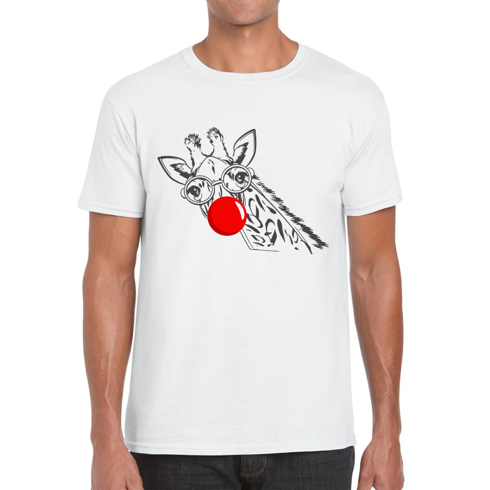 Giraffe Red Nose Day Adult T Shirt. 50% Goes To Charity
