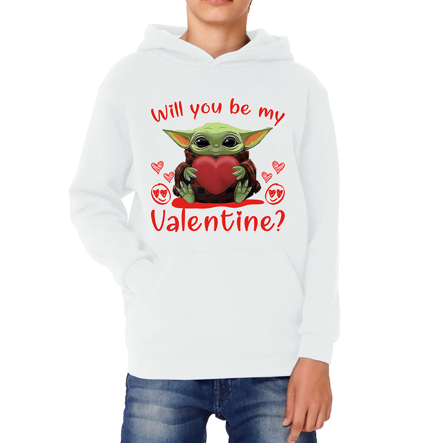 Baby Yoda Hoodie Top Will You Be My Valentine Kids Hoodie