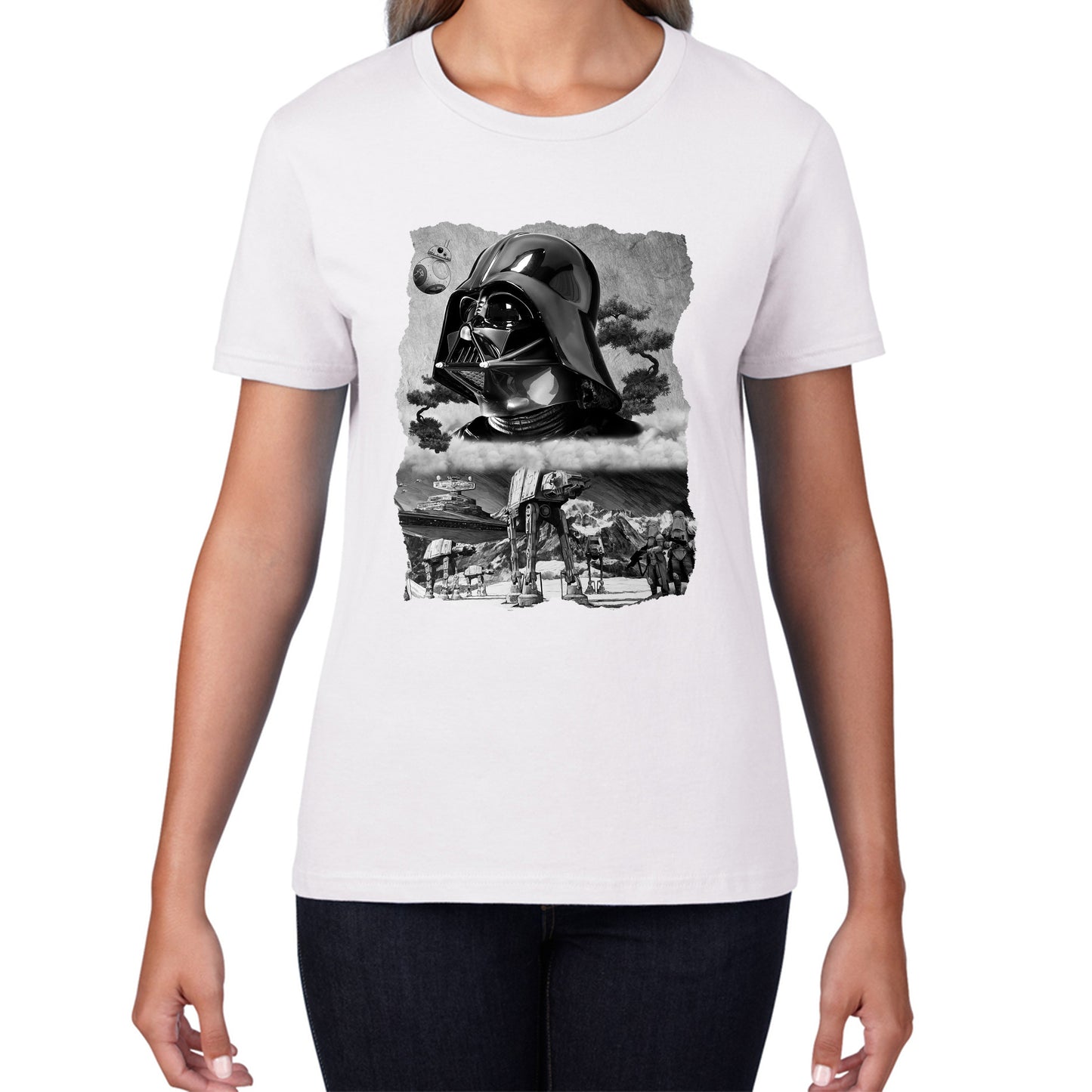 The Force Is Strong With This One Vintage Poster Graphic Movie Series Womens Tee Top