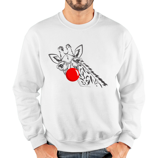 Giraffe Red Nose Day Adult Sweatshirt. 50% Goes To Charity