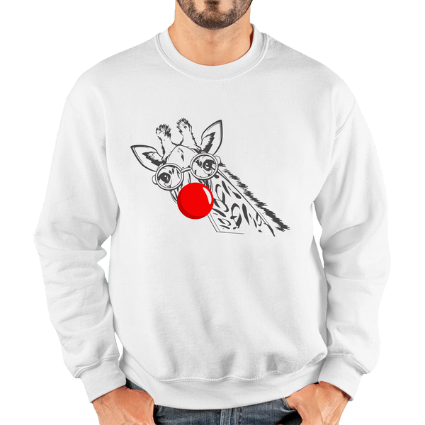 Giraffe Red Nose Day Adult Sweatshirt. 50% Goes To Charity