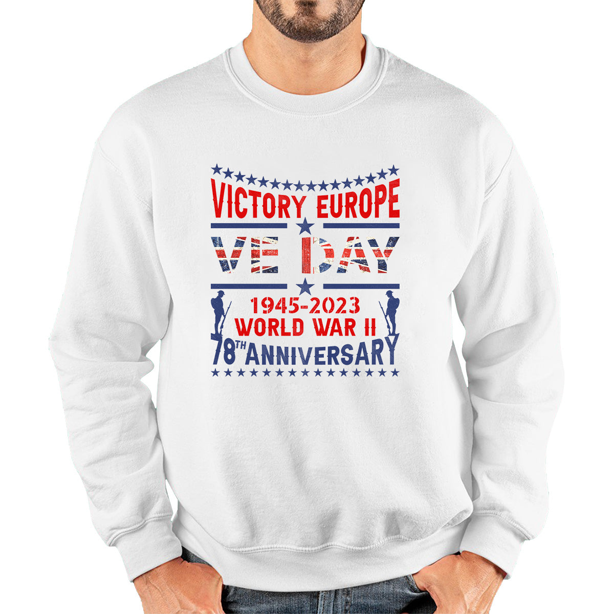 VE Day Victory In Europe Day Lest We Forget 1945-2023 World War II 78th Anniversary Remembrance Day British Veterans UK Unisex Sweatshirt