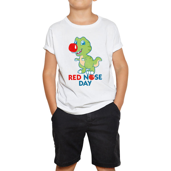 Red Nose Day T-rex Trex Lover's Gift Dynosaurs Dino Red Nose Day 2023 Kids Tee