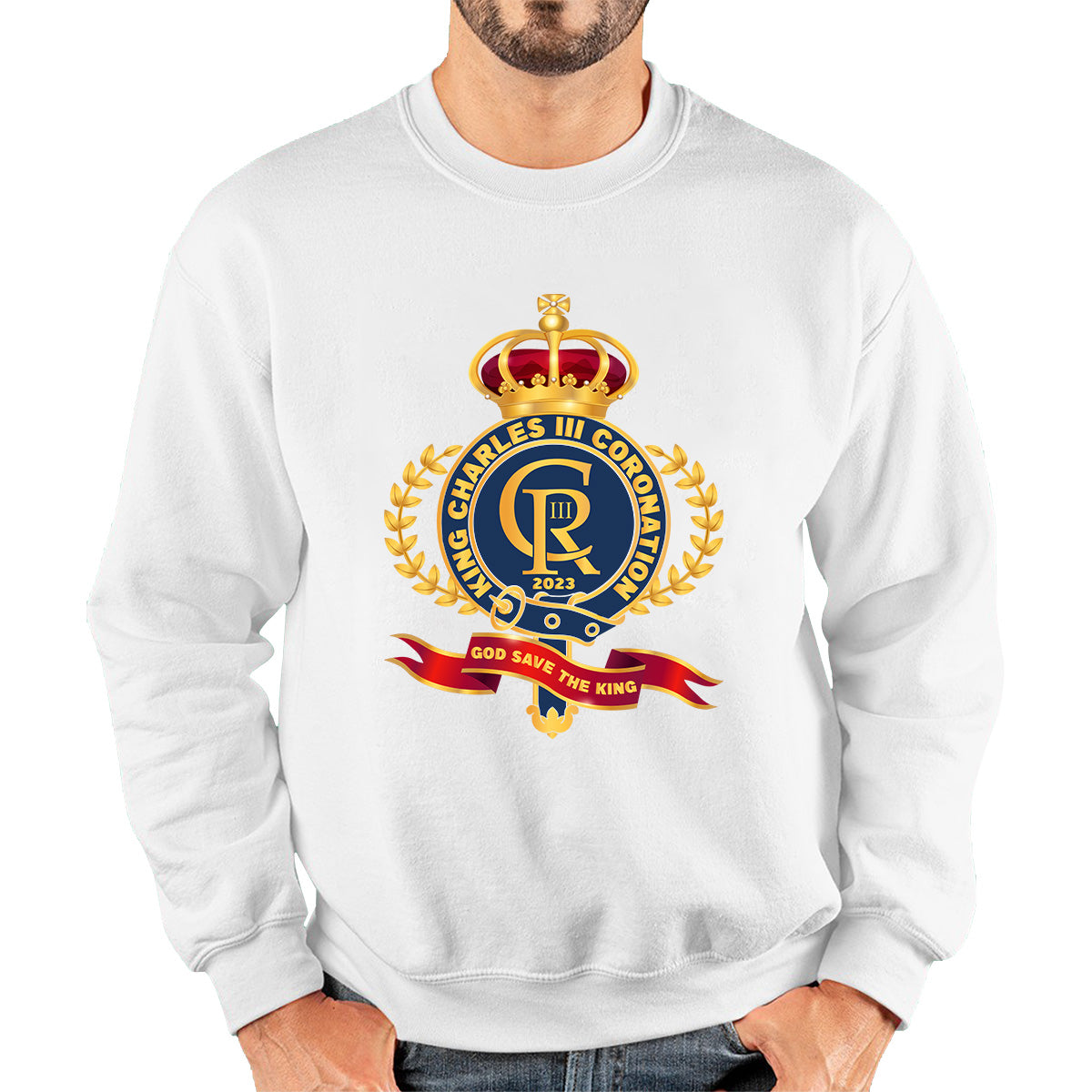 King Charles III Coronation 2023 CR III God Save The King Royal Crown United Kingdom Ruling Monarch Unisex Sweatshirt