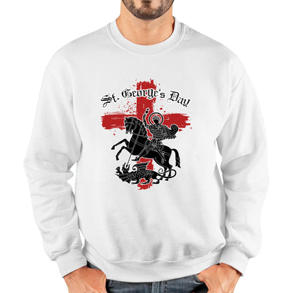 St George's Day Coat Of Arms Of Moscow Heraldic Horseman With A Spear In His Hand Slaying A Zilant Saint George And The Dragon England Flag Unisex Sweatshirt