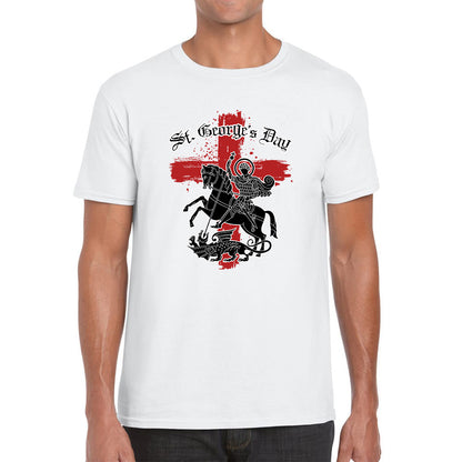 St George's Day Coat Of Arms Of Moscow Heraldic Horseman With A Spear In His Hand Slaying A Zilant Saint George And The Dragon England Flag Mens Tee Top