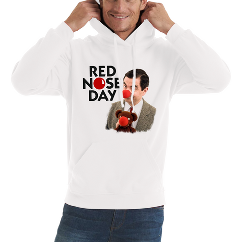 Red Nose Day Funny Mr Bean Adult Hoodie. 50% Goes To Charity