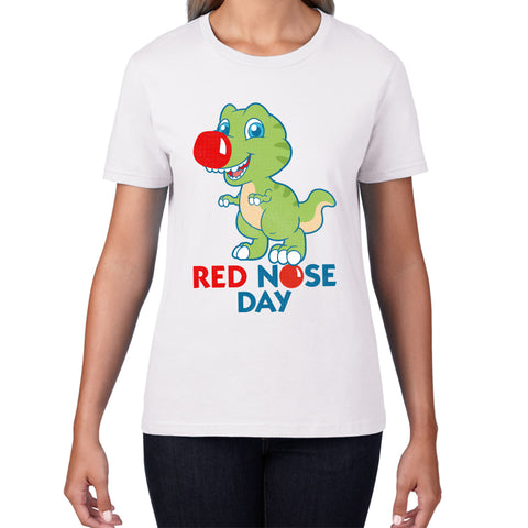 Red Nose Day T-rex Trex Lover's Gift Dynosaurs Dino Red Nose Day 2023 Womens Tee Top