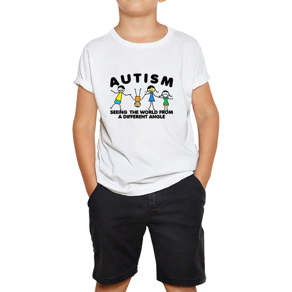 Autism Seeing The World From A Different Angle Autism Awareness Autism Support Autistic Pride Kids T Shirt