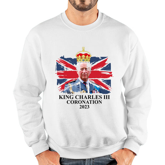 King Charles III Coronation 2023 British Flag Royal Crown God Save The King Royal Cypher Unisex Sweatshirt