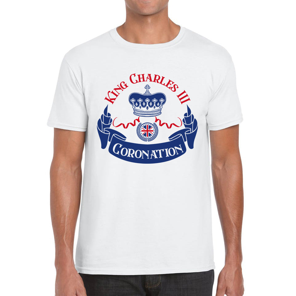 King Charles III Coronation Royal Crown CR III God Save The King Union Jack His Majesty Mens Tee Top