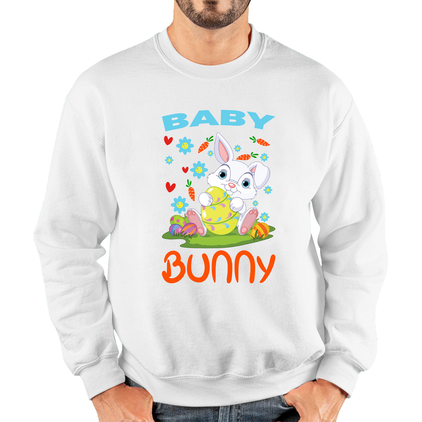 Baby Bunny Cute Little Bunny With Egg Happy Easter Day Unisex Sweatshirt
