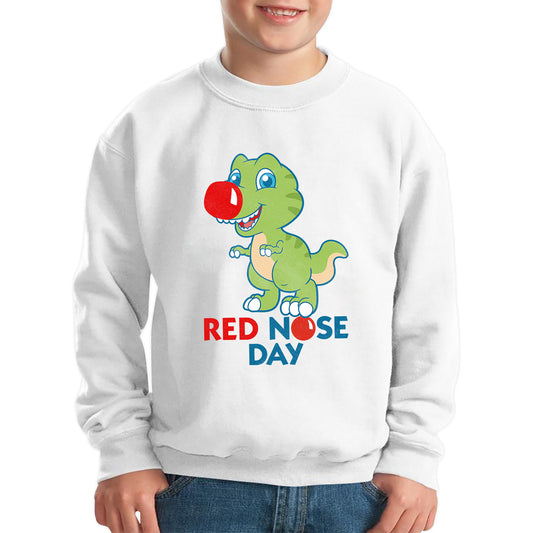 Red Nose Day T-rex Trex Lover's Gift Dynosaurs Dino Red Nose Day 2023 Kids Jumper