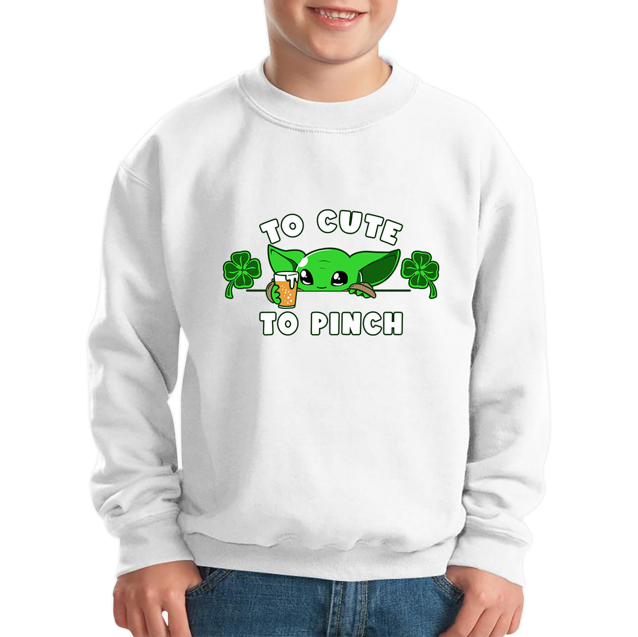 To Cute To Pinch Shamrock St Patrick's Day Green Irish Festival St Paddys Day Kids Jumper