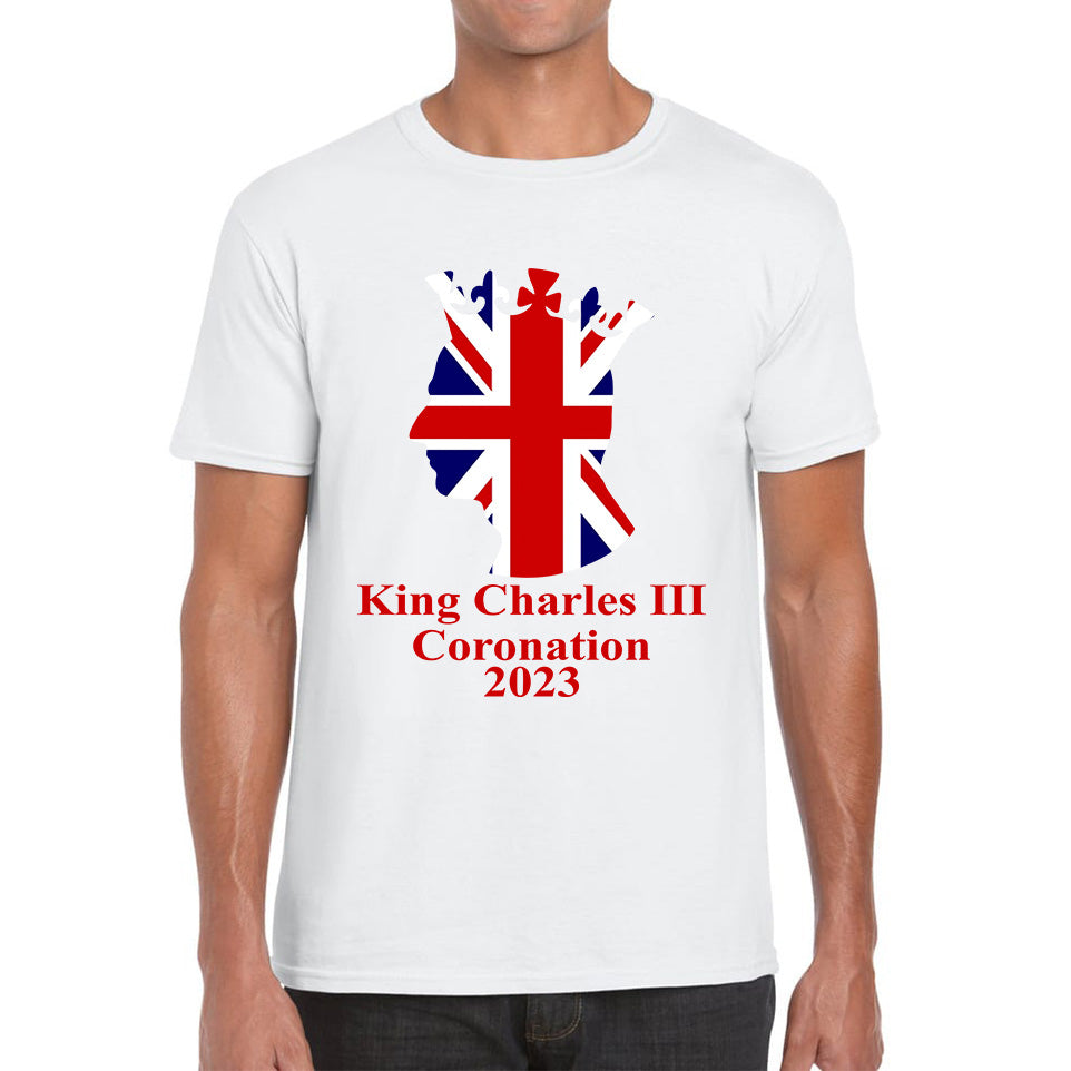King Charles III Coronation 2023 United Kingdom King of England Royal Crown CR III His Majesty Mens Tee Top