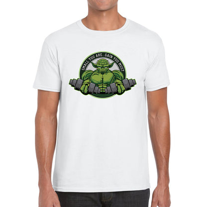 Small You Are Gain You Must Yoda Lifting  Star Wars Dagobah Gym Fitness Bodybuilding Jedi Master Star Wars Day 46th Anniversary Mens Tee Top