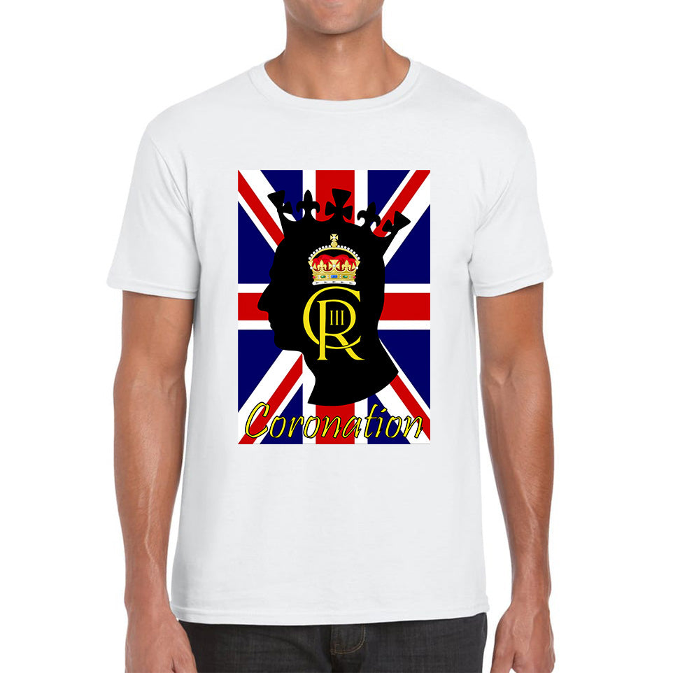 CR III Coronation Of King Charles III Royal Crown British Flag Great Britain Union Jack Mens Tee Top