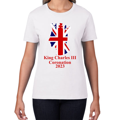 King Charles III Coronation 2023 United Kingdom King of England Royal Crown CR III His Majesty Womens Tee Top
