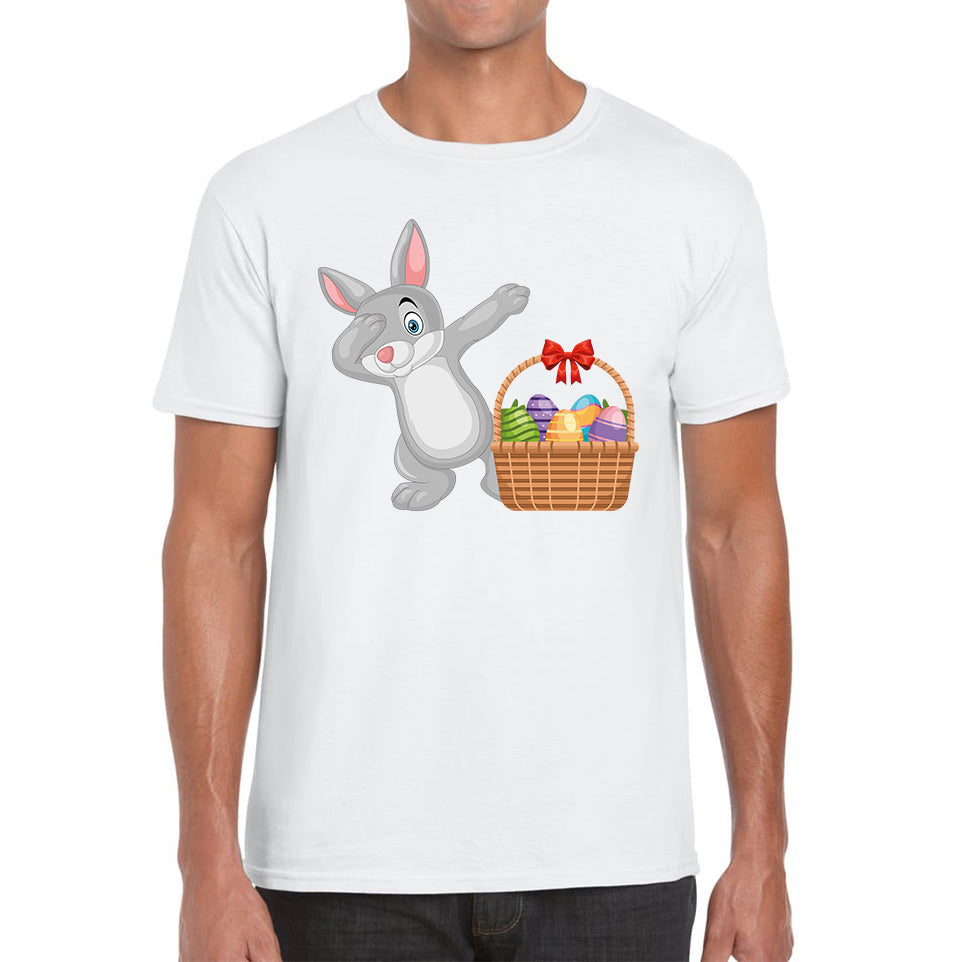 Dabbing Bunny With Eggs Basket Happy Easter Day Cute Rabbit Bunny Easter Day Mens Tee Top