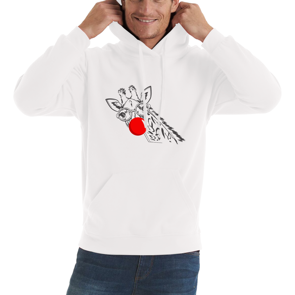 Giraffe Red Nose Day Adult Hoodie. 50% Goes To Charity