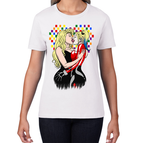 Kelly Bundy x Harley Quinn Kissing LGBT Pride Valentine Ladies T Shirt