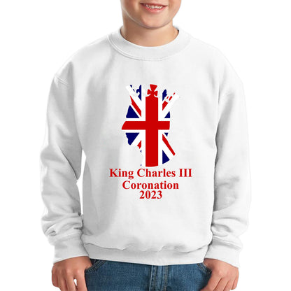 King Charles III Coronation 2023 United Kingdom King of England Royal Crown CR III His Majesty Kids Jumper