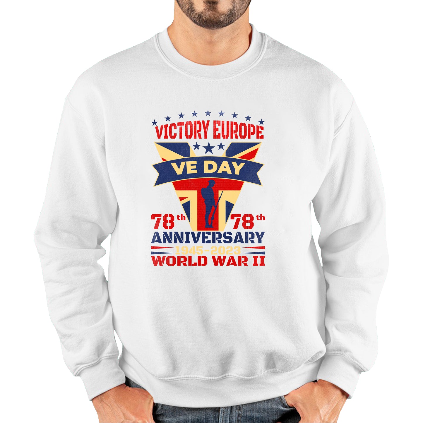 VE Day Victory In Europe Day Lest We Forget 1945-2023 World War II 78th Anniversary Remembrance Day British UK Veterans Unisex Sweatshirt
