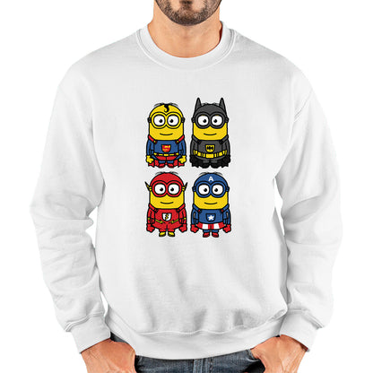 The 4 Minions Heros Super Minions Captain America Batman Superman Riddler The Flash Dc Minions Parody Pop Art Unisex Sweatshirt