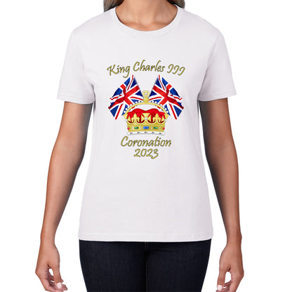 King Charles III Coronation 2023 United Kingdom Flags Royal Crown Ruling Monarch Of England CR III Womens Tee Top
