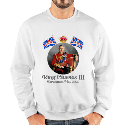 King Charles III 6th May 2023 Coronation British Flags Royal Crown CR III Union Jack His Majesty Unisex Sweatshirt