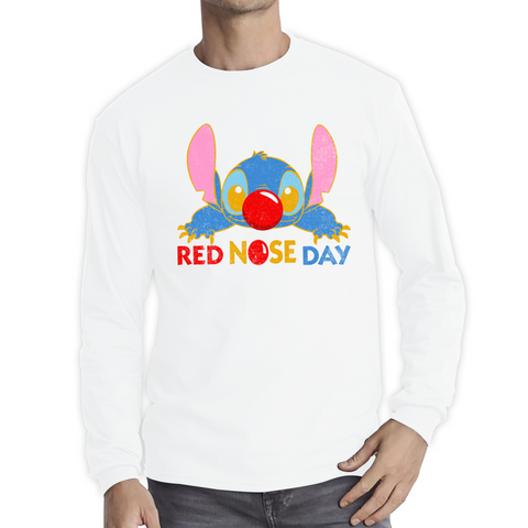 Disney Stitch Red Nose Day Lonsleeve Top Ohana Red Nose Day Funny Long Sleeve T Shirt. 50% Goes To Charity