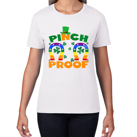 Pinch Proof LGBT Horseshoe St. Patrick's Day Shamrock Gay Pride Irish Pinch St Pattys Day Irish Festive Womens Tee Top