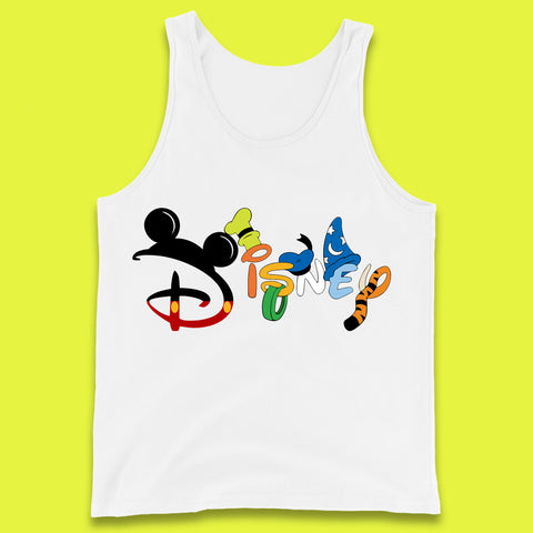 Disney Club Cartoon Characters Mickey Mouse Minnie Mouse Donald Duck Pluto Goofy Sorcerer Mickey Hat Tigger Disney World Trip Tank Top