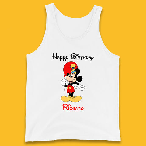 Personalised Happy Birthday Disney Mickey Mouse Your Name Cute Cartoon Character Disney Birthday Theme Party  Tank Top