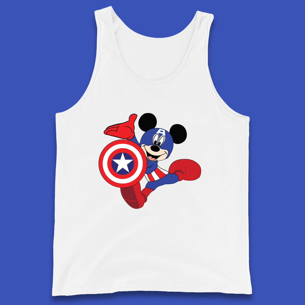 Mickey Mouse Wearing Captain America Costume Disney Marvel Avengers Superhero Disney World Marvel Disney Avengers Campus Tank Top