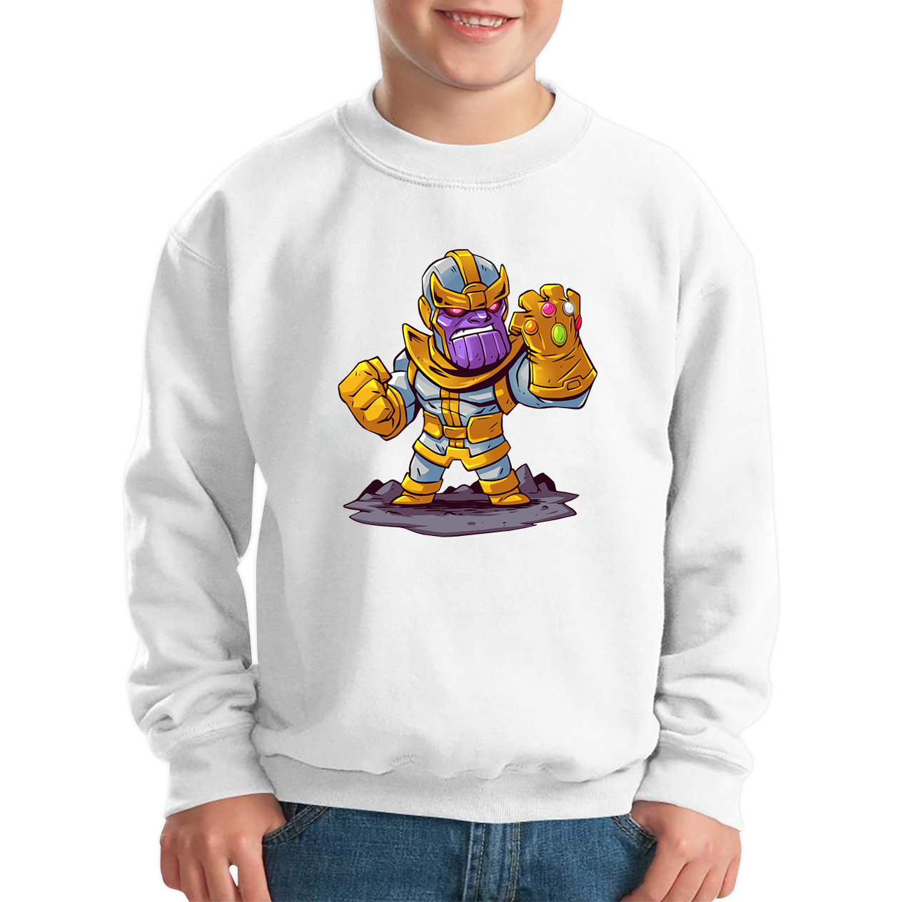Thanos Mad Titan Cute Cartoon Sweatshirt Marvel Avengers Comic Thanos Kids Jumper