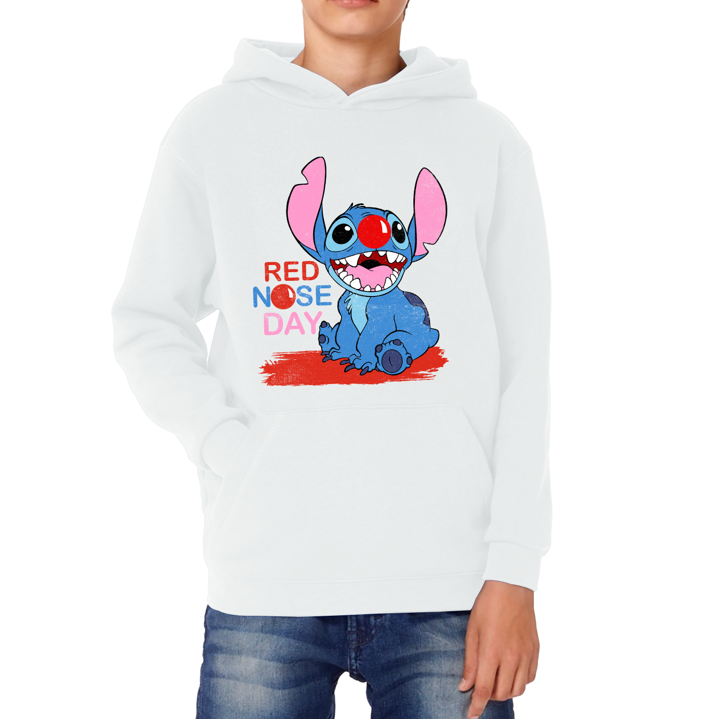 Ohana Disney Stitch Red Nose Day Kids Hoodie. 50% Goes To Charity