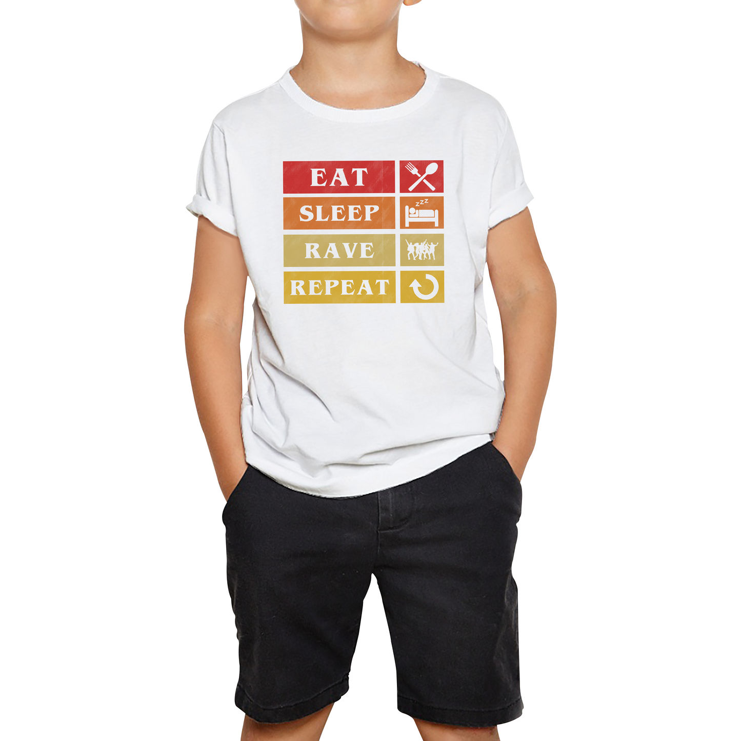 Eat Sleep Rave Repeat Funny Music Lover, Party Lover Kids Tee