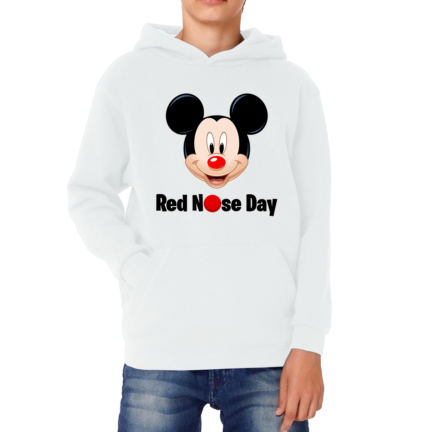 Disney Mickey Mouse Red Nose Day Kids Hoodie. 50% Goes To Charity