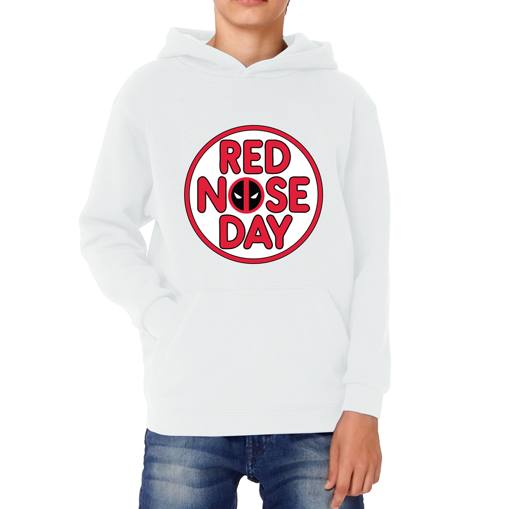 Deadpool Red Nose Day Kids Hoodie. 50% Goes To Charity