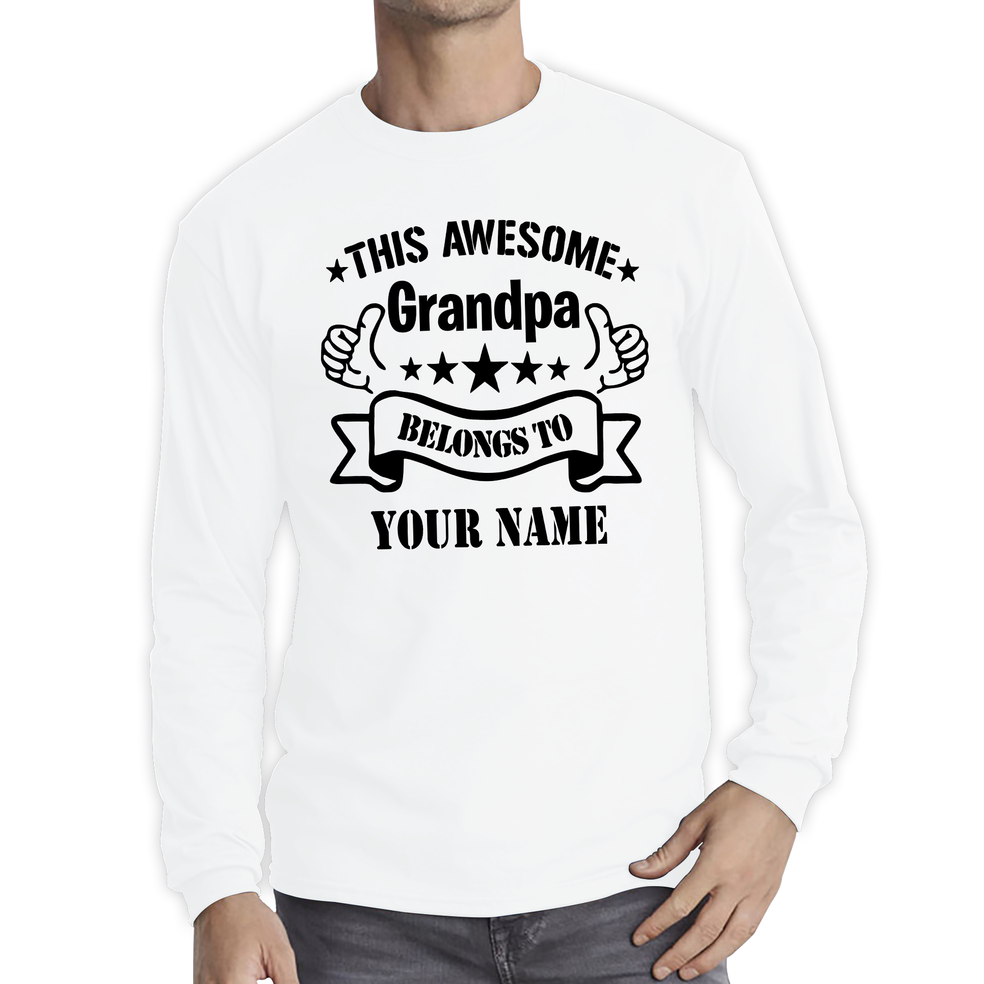 Personalised This Awesome Grandpa Belongs To Your Name Shirt Father's day Gift For Grandpa Long Sleeve T Shirt