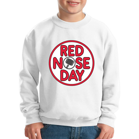 Marvel Avenger Thor Hammer Red Nose Day Kids Sweatshirt. 50% Goes To Charity