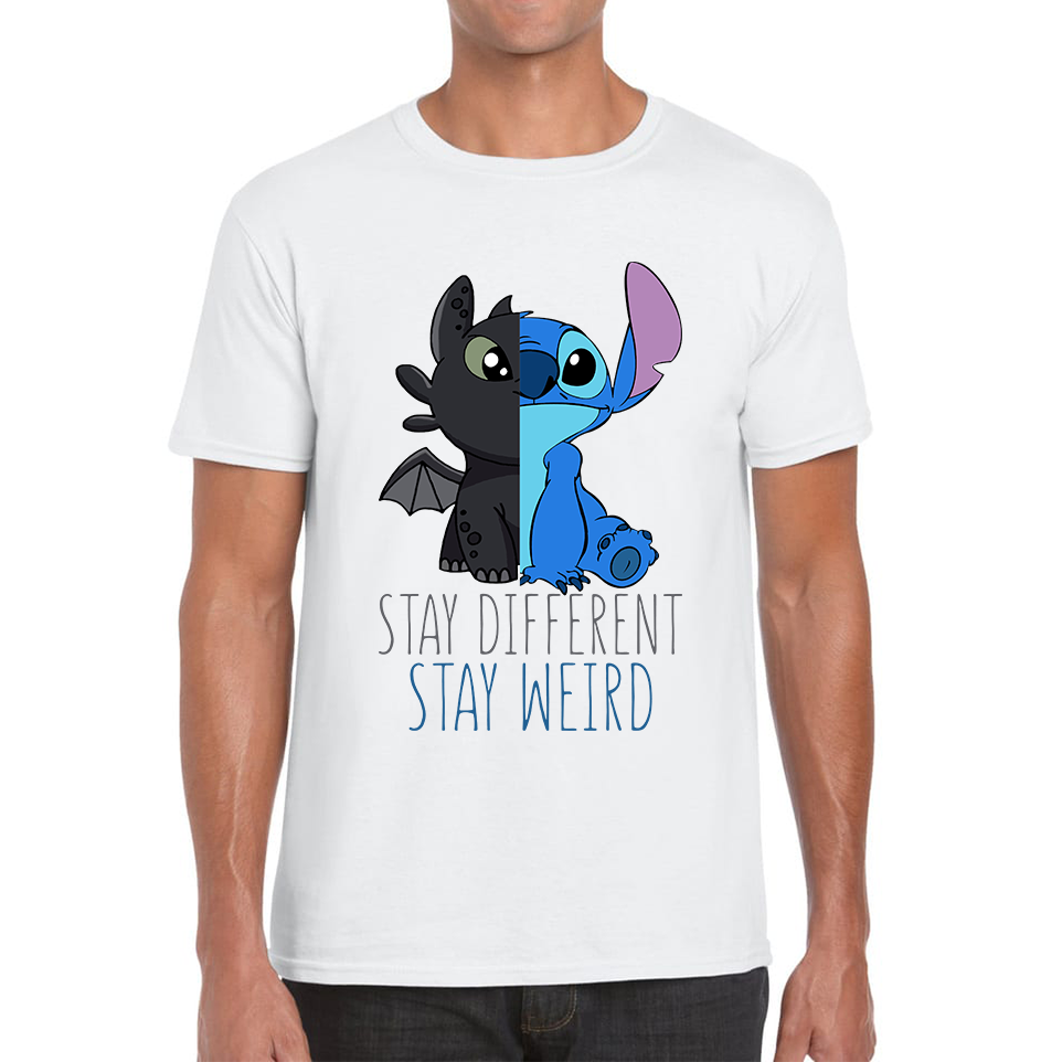 Disney Stitch and Toothless Stay different Stay Weird Adult T Shirt