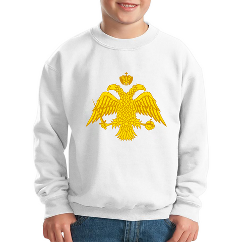 Byzantine Empire Byzantium Double Headed Eagle Symbol - Double Headed Eagle Orthodox Kids Sweatshirt